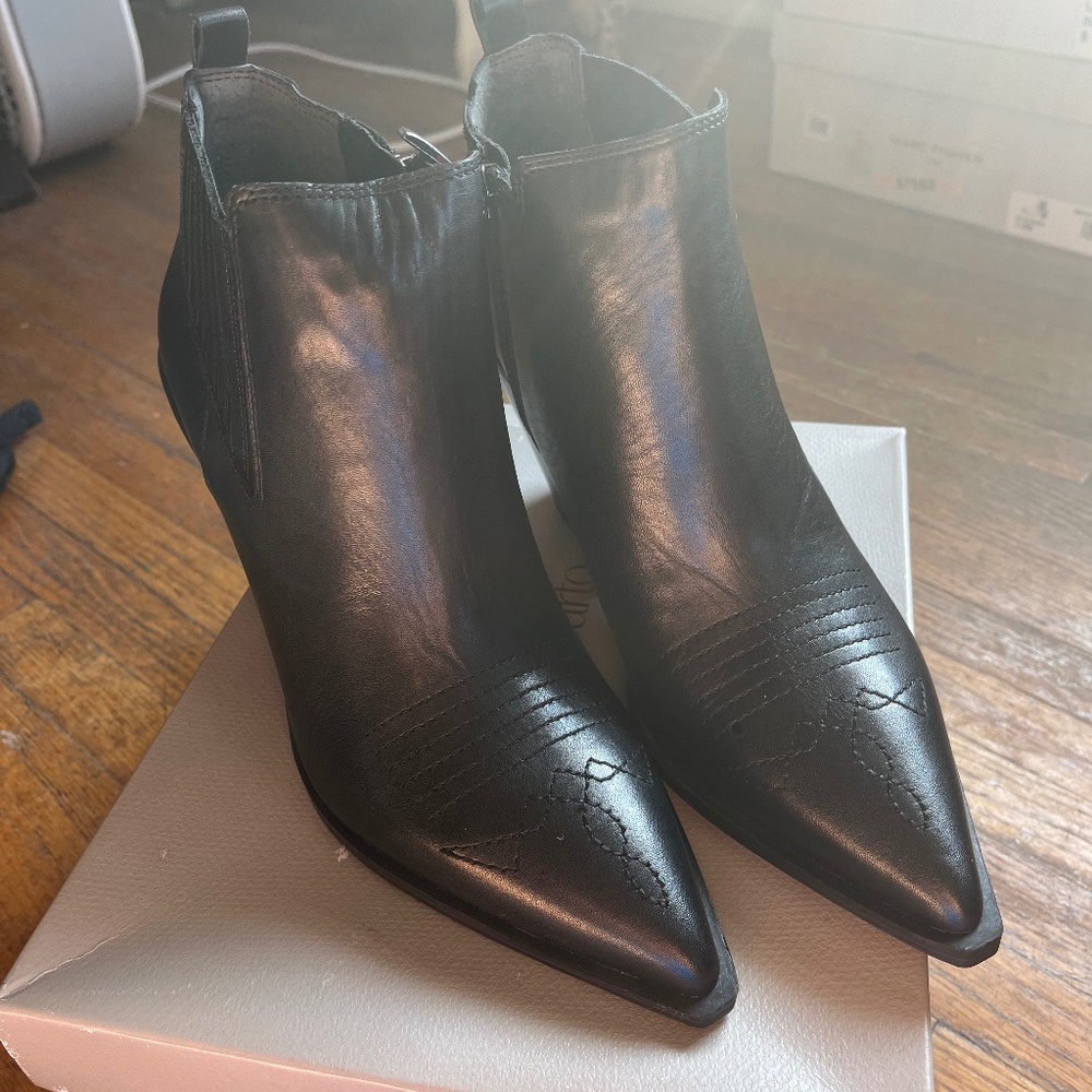 Franco Sarto Black Leather Bootie- NIB